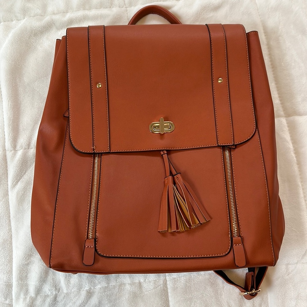 ❗️Great for back to school 🎒 Leather 15.6inch Laptop Backpack (cognac/brown)
